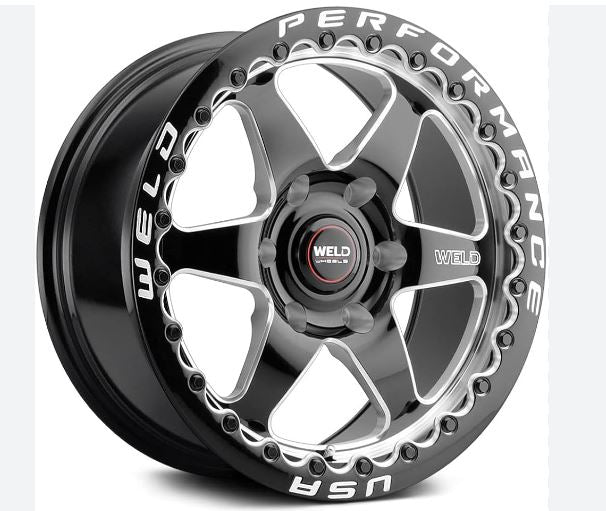 Weld Racing 17x10 Ventura 6 Bead Lock 6x135 ET42 BS7.25 Gloss BLK MIL DIA 87.1 -S90970089P42