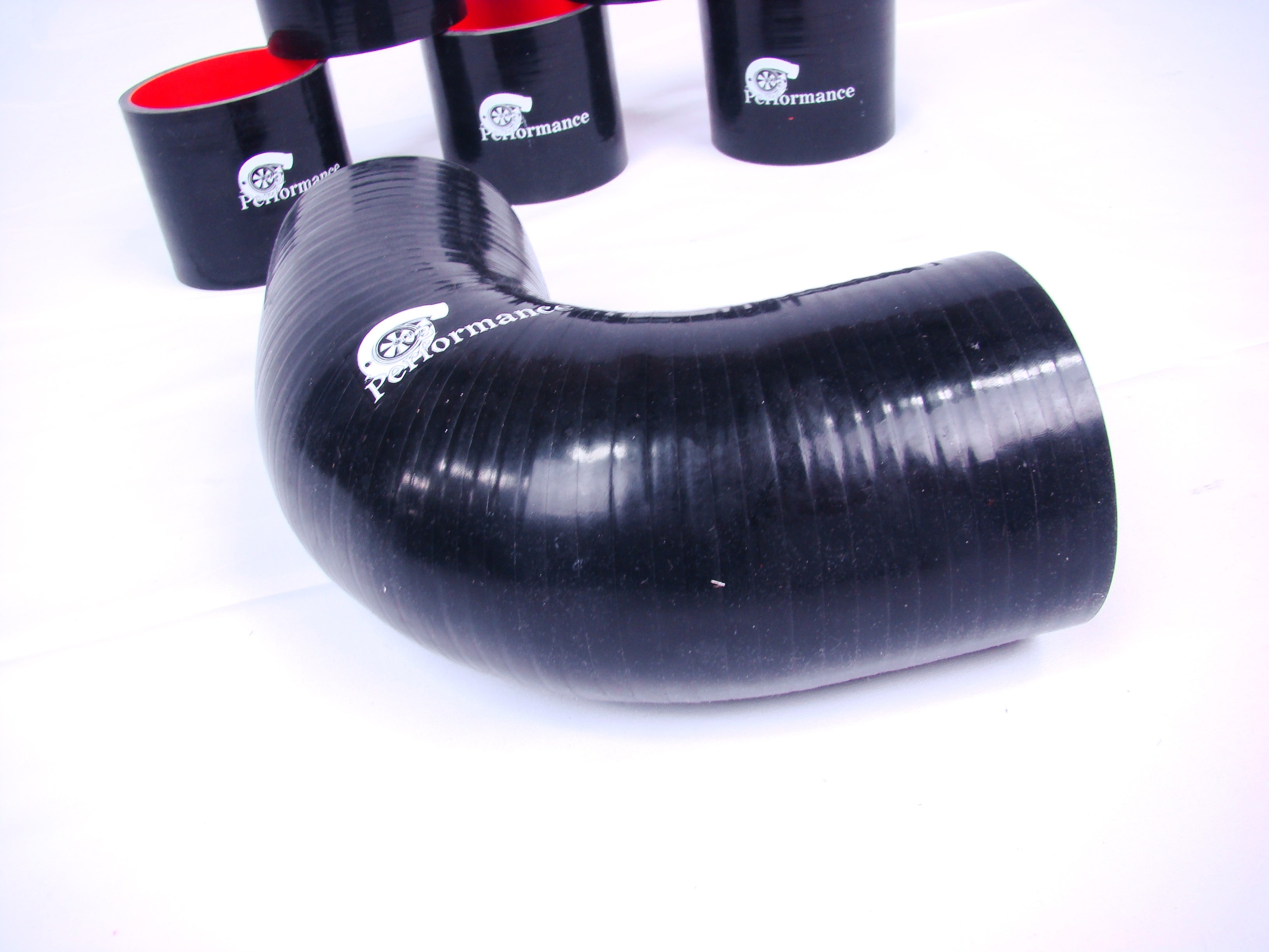 PM Performotor 3" To 3.5" 90-Degree Silicone Hose Reducer Elbow - Black, 3-Ply
